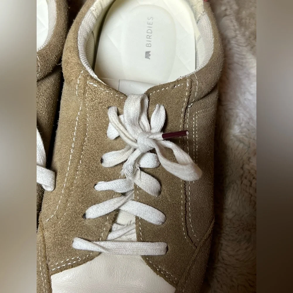 Birdies Suede Sneakers Tan Cream Burgundy Lace Up Comfort Casual Shoes, size 10 - Picture 3 of 10